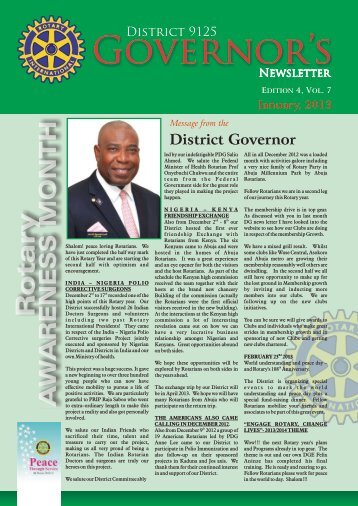 January, 2013 - Rotary District 9125