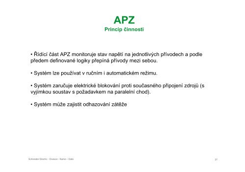 Modernizace nn a vn zařízení - Schneider Electric CZ, s.r.o.