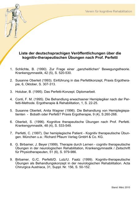 Liste deutschsprachiger Veröffentlichungen - Stand: März 2010