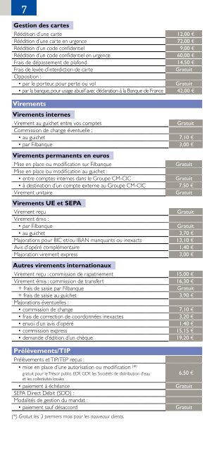 Tarifs particuliers - CIC