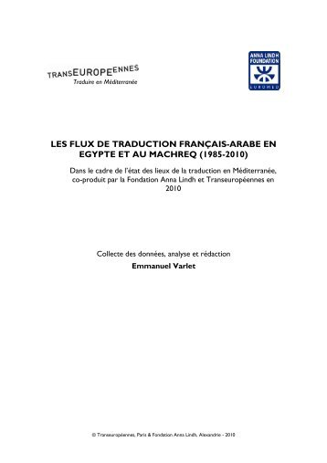 Lire l'Ã©tude franÃ§ais-arabe - Emmanuel VARLET - TranseuropÃ©ennes