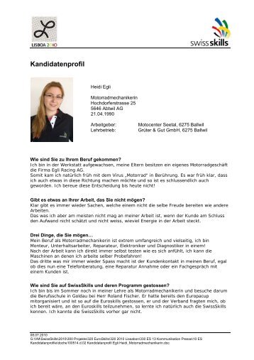 Kandidatenprofil - SwissSkills