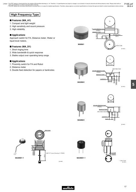 Piezoelectric Ceramics ("PIEZOTITE") Sensors