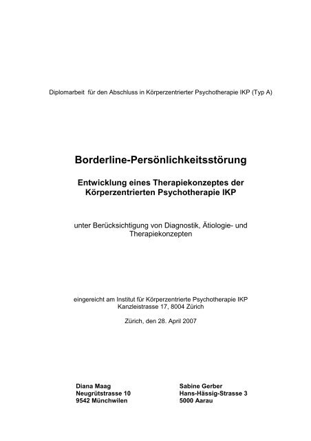 Borderline-Persönlichkeitsstörung Entwicklung eines - IKP Institut