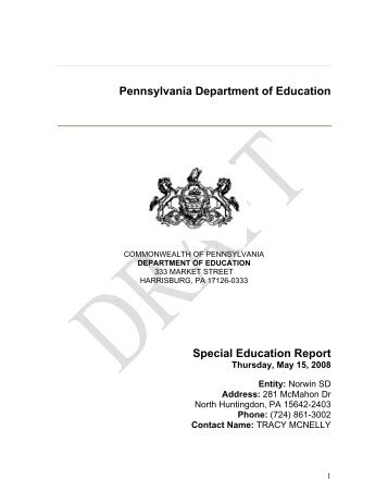 Special Education Report - Norwin School District