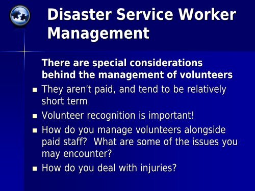 Who Is A Disaster Service Worker? - The 2012 Integrated Medical ...