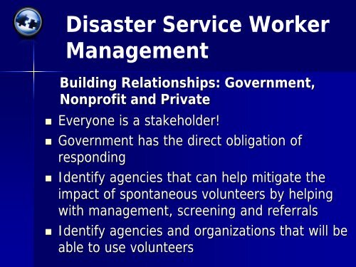 Who Is A Disaster Service Worker? - The 2012 Integrated Medical ...