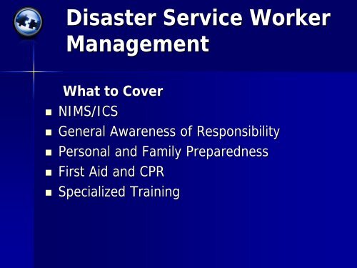 Who Is A Disaster Service Worker? - The 2012 Integrated Medical ...