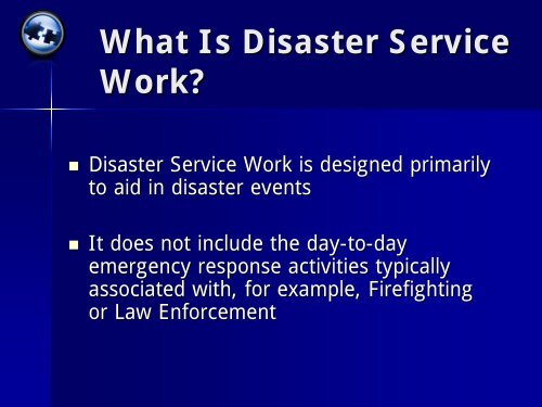 Who Is A Disaster Service Worker? - The 2012 Integrated Medical ...