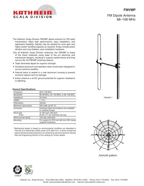 FMVMP FM Dipole Antenna 88â108 MHz - Kathrein Scala Division