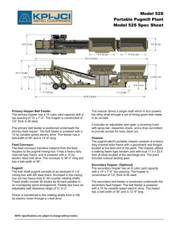 Model 52S Portable Pugmill Plant Model 52S Spec Sheet - KPI-JCI