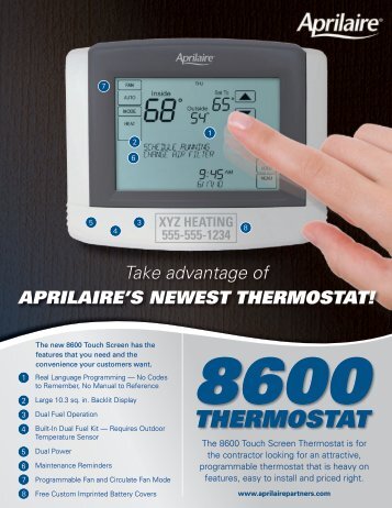8600 Specification Sheet - Aprilaire
