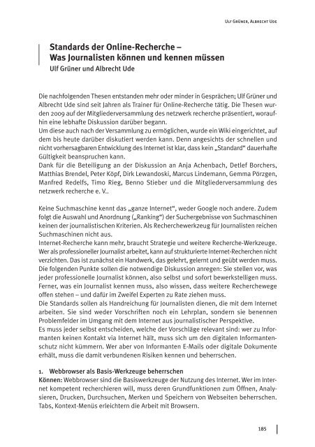 Online-Journalismus - Netzwerk Recherche