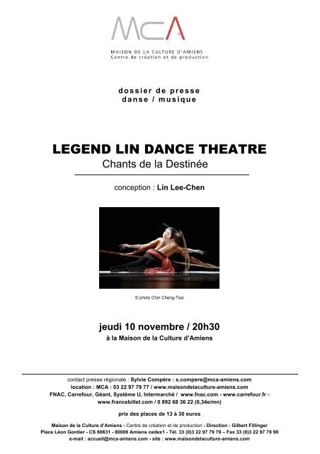 LEGEND LIN DANCE THEATRE - Maison de la Culture d'Amiens