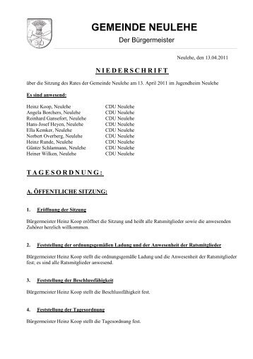 NIEDERSCHRIFT - Herzlich