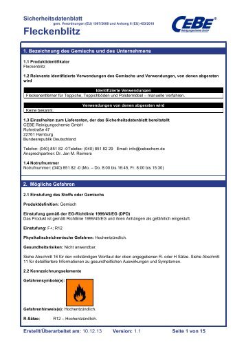 Fleckenblitz - CEBE Reinigungschemie GmbH