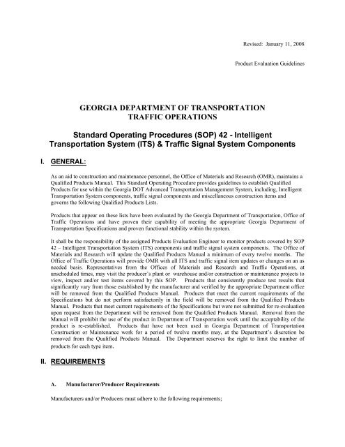 Standard Operating Procedures (SOP) 42 - Intelligent ... - the GDOT