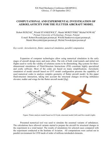 Abstract Template - XX Fluid Mechanics Conference KKMP2012