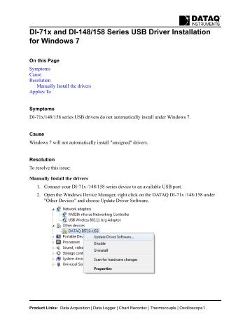 DI-71x and DI-148/158 Series USB Driver Installation for Windows 7