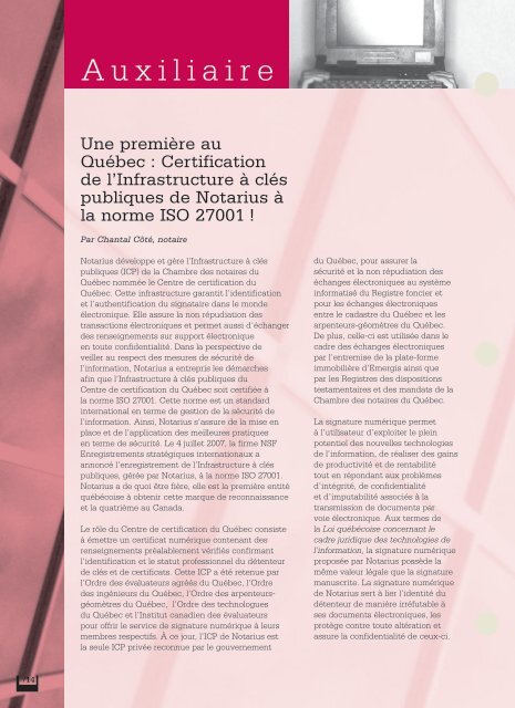 novembre 2007 - Ordre des évaluateurs agréés du Québec