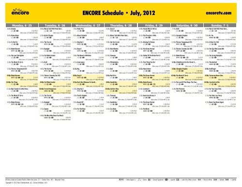 ENCORE Schedule - July, 2012 - Starz