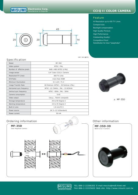 CCIQ II COLOR CAMERA - misumi electronics corp.