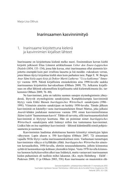 Marja-Liisa Olthuis - Suomalais-Ugrilainen Seura