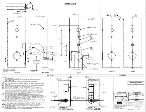 IN100 7900 Mortise Lock Door Manufacturers Template