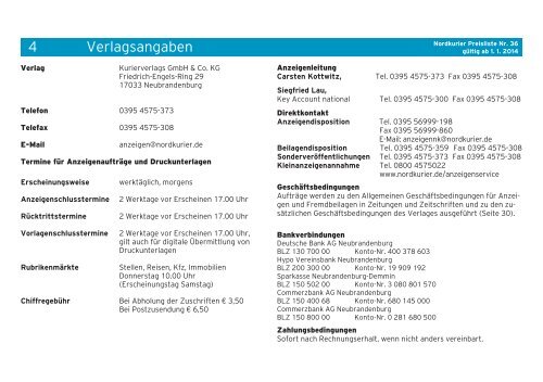 Preisliste Nr. 36 - Nordkurier