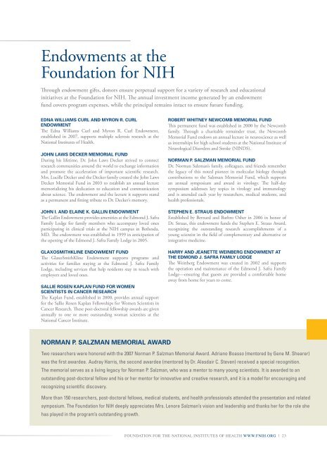 2007 Annual Report - Foundation for the National Institutes of Health