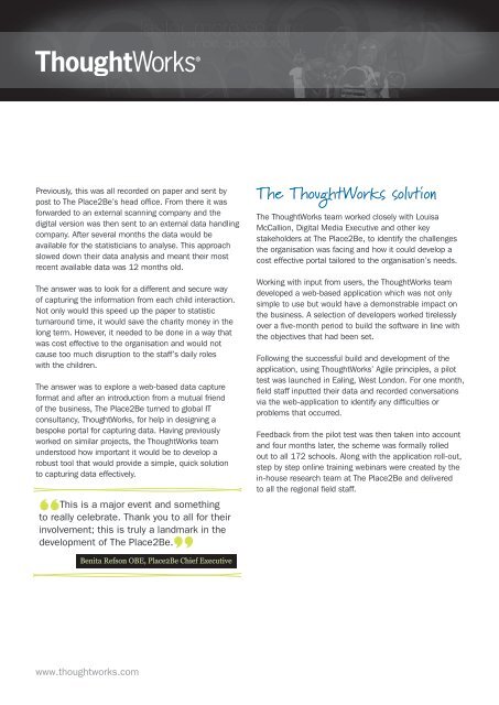 tailored to their needs - ThoughtWorks