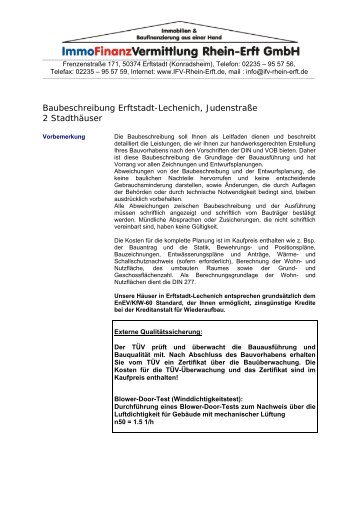 Baubeschreibung Erftstadt-Lechenich, JudenstraÃe