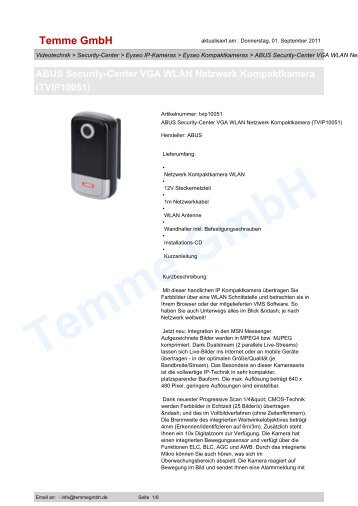 ABUS Security-Center VGA WLAN Netzwerk Kompaktkamera ...