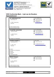 Hijstoebehoren VGS Conformity Mark - Lijst van de Houders - VinÃ§otte