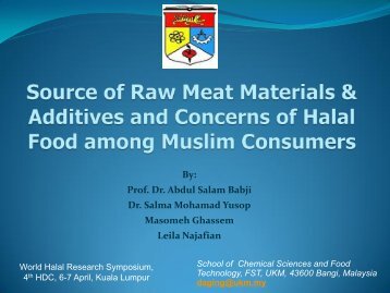 Source of Raw Meat Materials & Additives and Concerns of ... - hdc