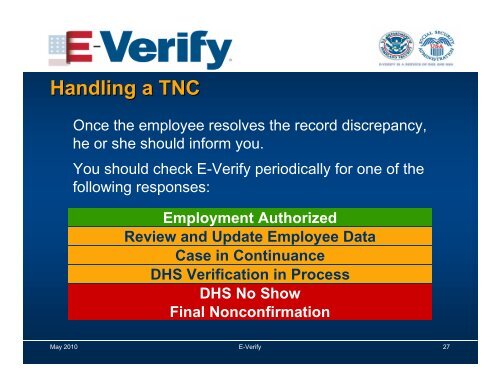 E–Verify Employment Eligibility Verification