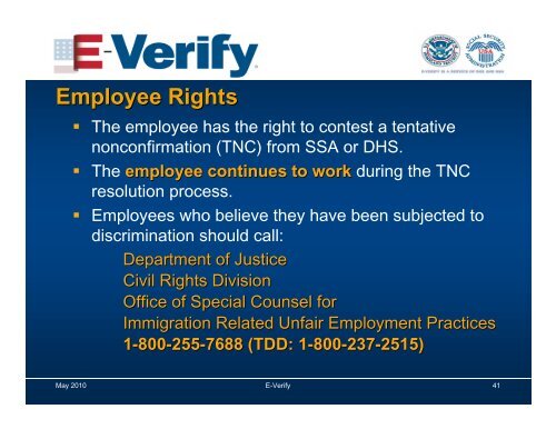 E–Verify Employment Eligibility Verification