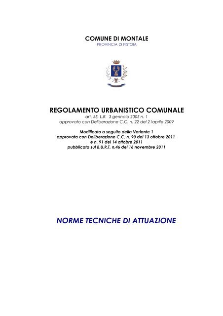 NORME TECNICHE DI ATTUAZIONE - Comune di Montale