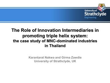The Role of Innovation Intermediaries in promoting triple helix system:
