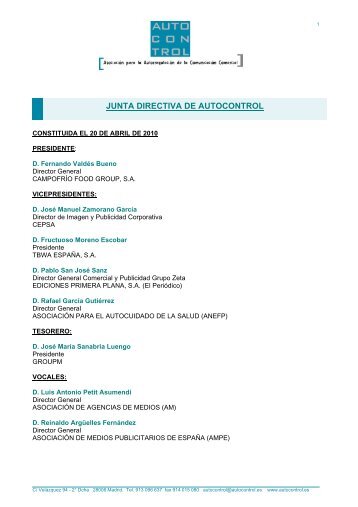 JUNTA DIRECTIVA DE AUTOCONTROL