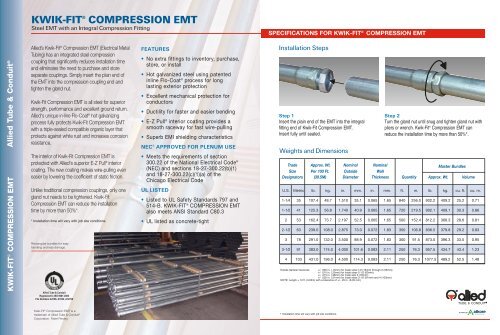 KWIK-FITÂ® COMPRESSION EMT Product Catalog