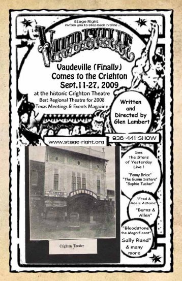 Vaudeville (Finally) Comes to the Crighton - Stage Right Resources