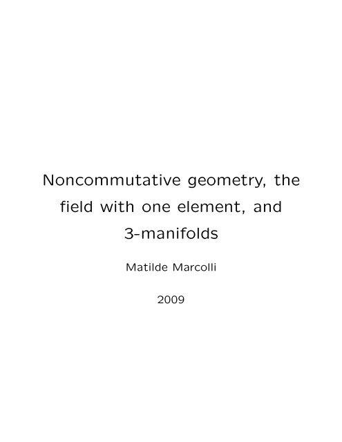 Lecture notes of Matilde Marcolli - Vanderbilt University