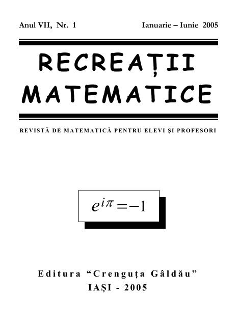 Revista (format 1.0 MB) RecreaÅ£ii Matematice