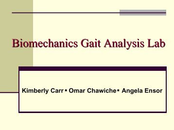 Biomechanics Gait Analysis Lab - Biomedical Engineering ...