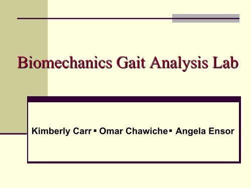 Biomechanics Gait Analysis Lab Biomedical Engineering Biomechanics Gait Analysis Lab Biomedical Engineering