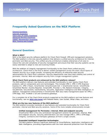 Frequently Asked Questions on the NGX Platform - Check Point