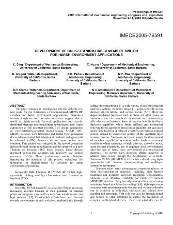 Development of Bulk Titanium Based MEMS RF Switch