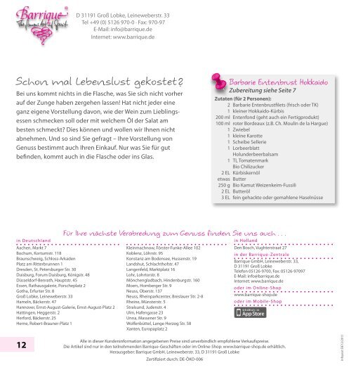 Katalogauszug 12/2011 - Barrique Landshut - Barrique GmbH