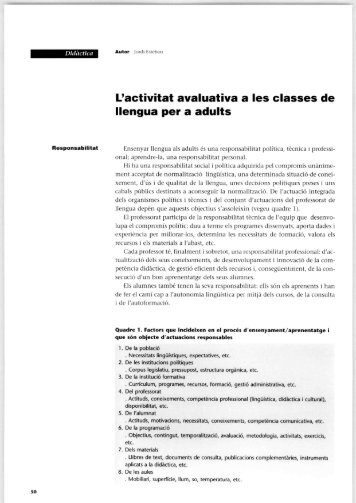 L'activitat avaluativa a les classes de llengua per a adults